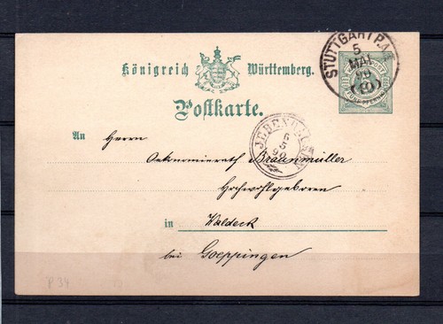 Wurttemberg 1890 poskarte - 1890,